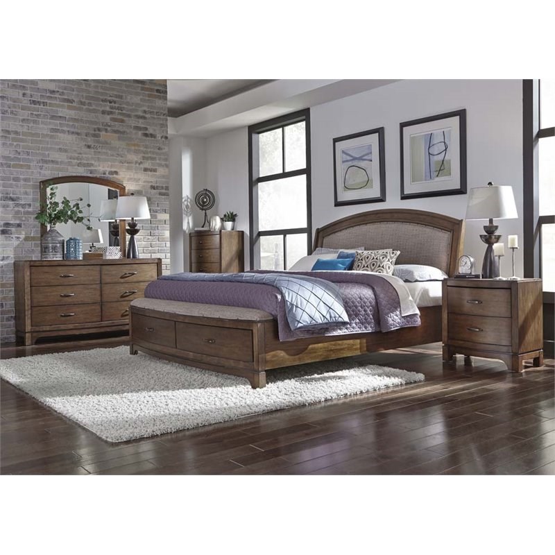 Liberty Furniture Avalon Iii 5 Piece King Storage Bedroom Set In Brown