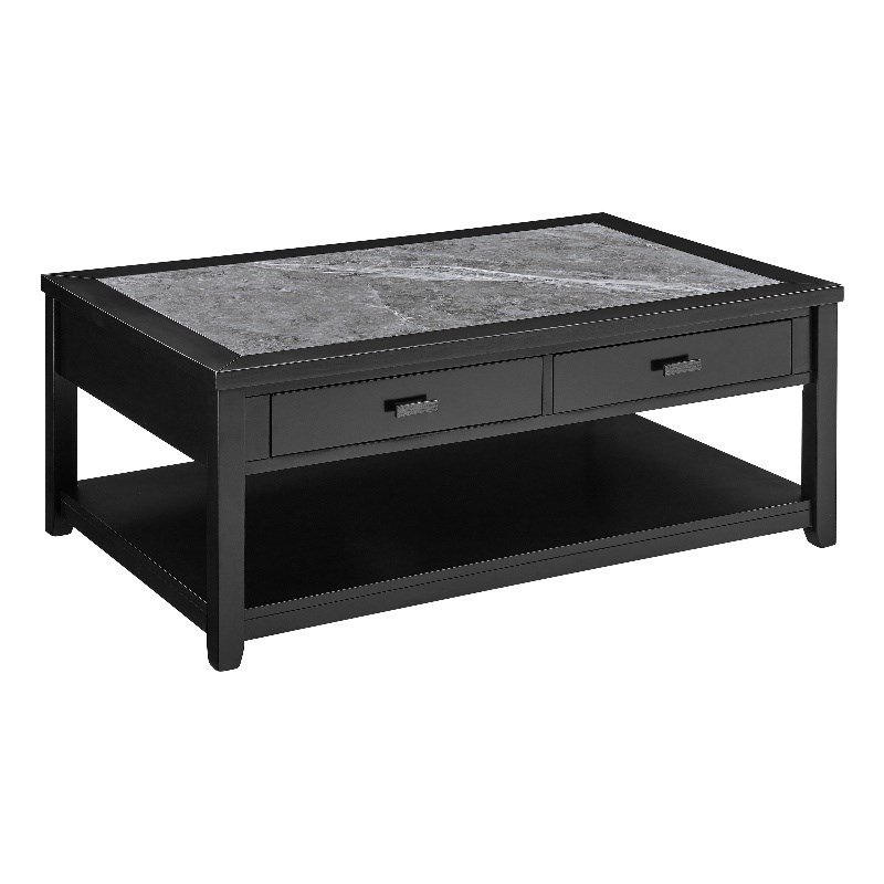 Garvine Gray Stone Top Cocktail Table with Casters Homesquare