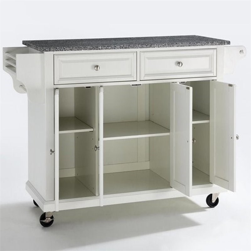 Crosley Gray Granite Top Kitchen Cart in White Homesquare