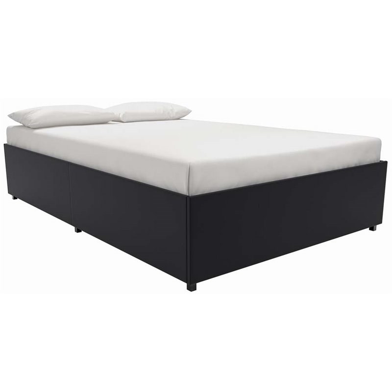 DHP Maven Faux Leather Upholstered Full Platform Storage Bed in Black
