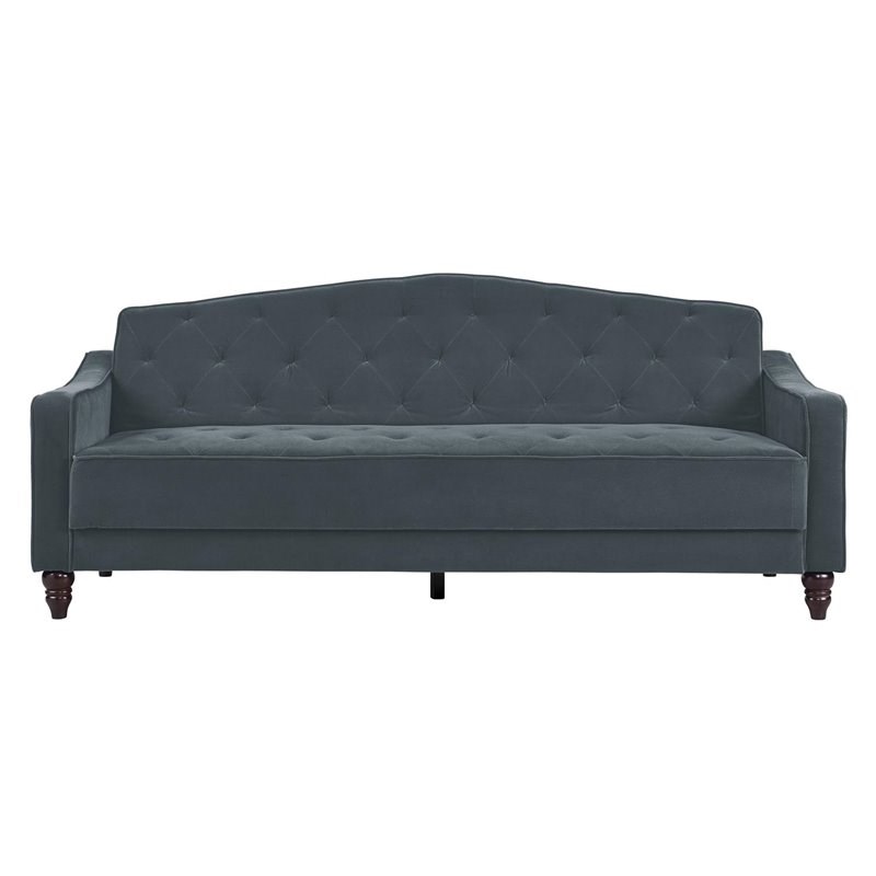 Novogratz Vintage Tufted Sofa Sleeper II Blue Velvet Homesquare