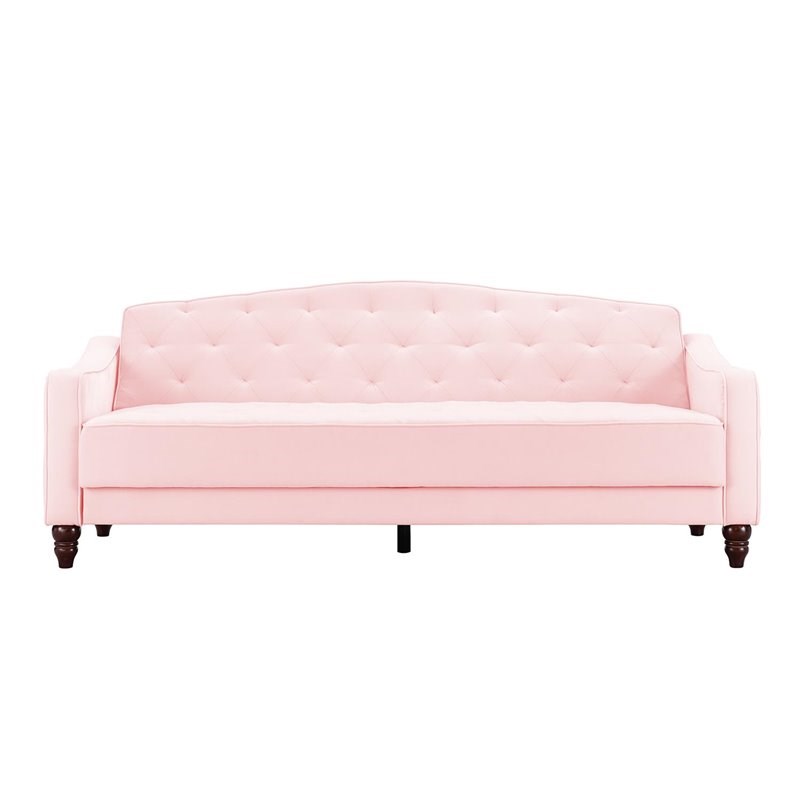 Novogratz Vintage Tufted Sofa Sleeper II Pink Velvet Homesquare