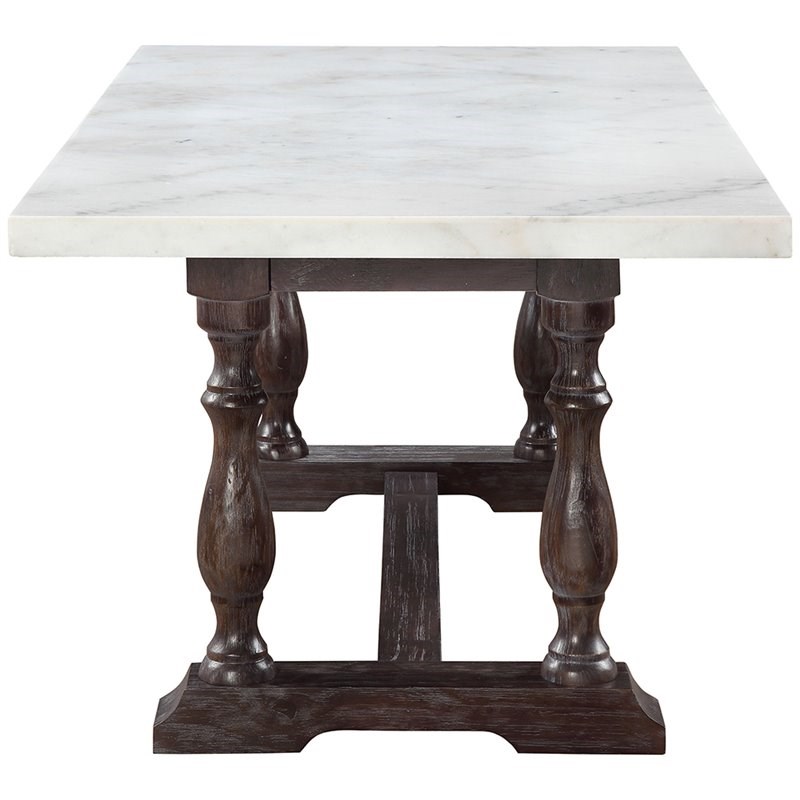 ACME Gerardo 72 Marble Top Dining Table In White And Espresso Homesquare