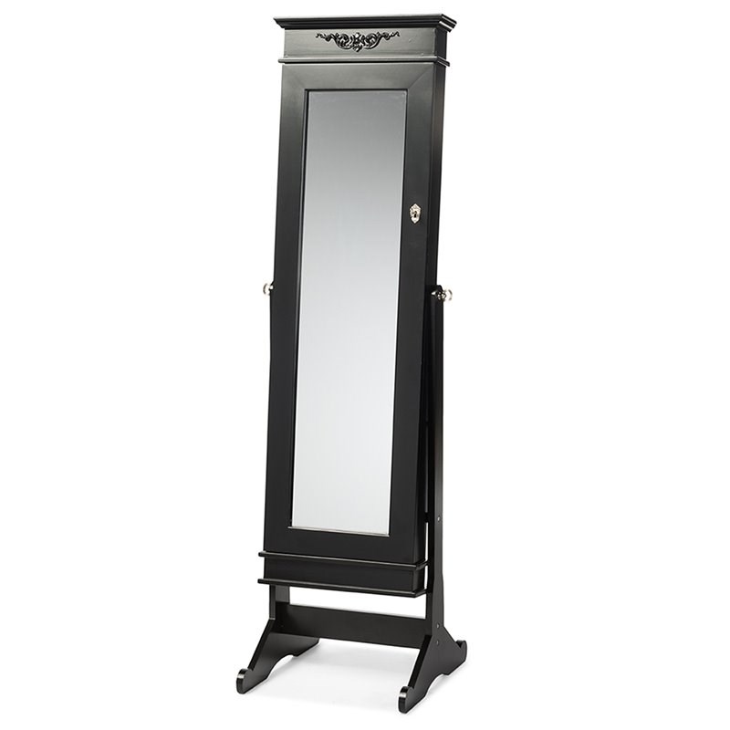 Baxton Studio Bimini Jewelry Armoire Mirror in Black Homesquare