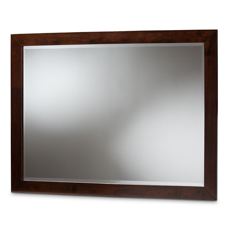 Baxton Studio Butler Dark Brown Finished Wood Dresser Mirror Homesquare