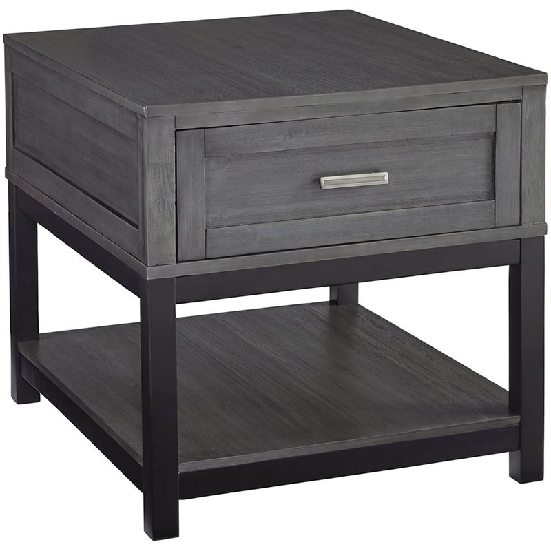 ashley furniture caitbrook 1 drawer end table in gray and black t4543