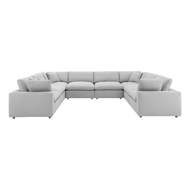Modway Commix 8Piece Down Filled Overstuffed Sectional Sofa in Light