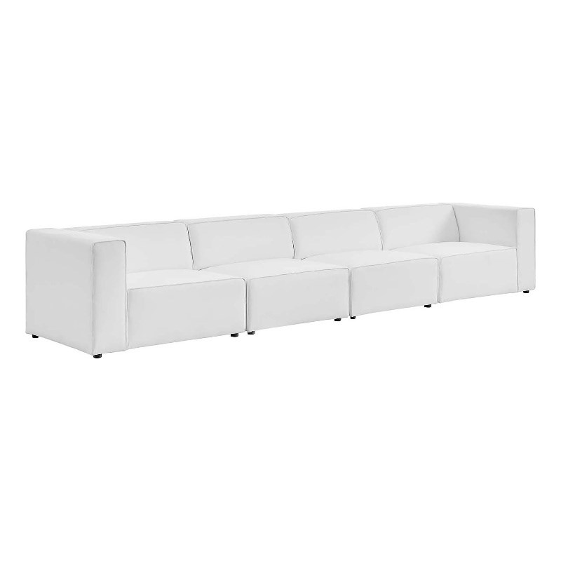 Modway Mingle 4Piece Contemporary Vegan Leather Sectional Sofa in