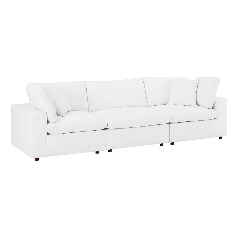 Modway Commix 3Seater Down Filled Overstuffed Vegan Leather Sofa in