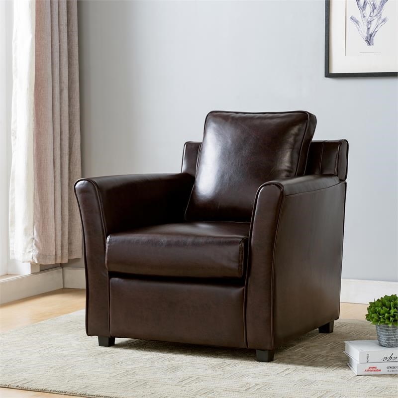 Furniture Of America Skegness Faux Leather Upholstered Accent Chair In