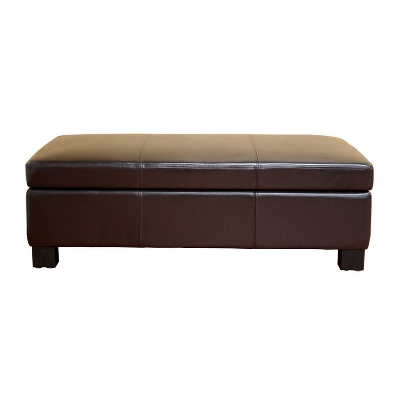 Bowery Hill Leather Storage Ottoman In Brown Homesquare