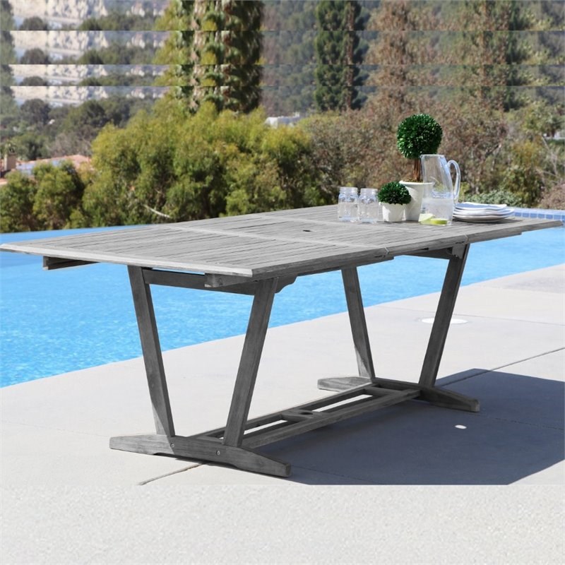 Pemberly Row Extendable Patio Dining Table in Gray | Homesquare