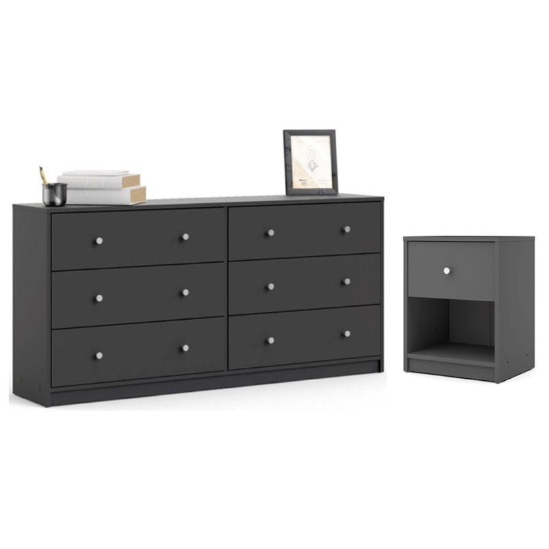 2 Piece Dresser and Nightstand Bedroom Set in Gray Homesquare