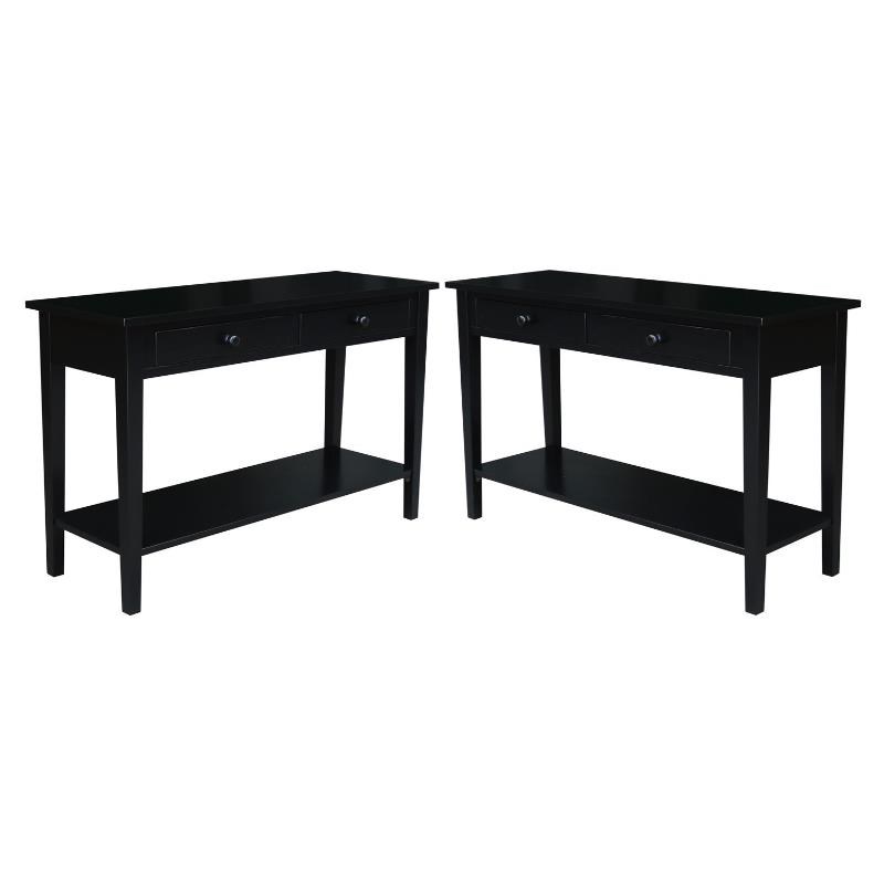 Home Square Spencer Wood Console Server Table in Black Set of 2