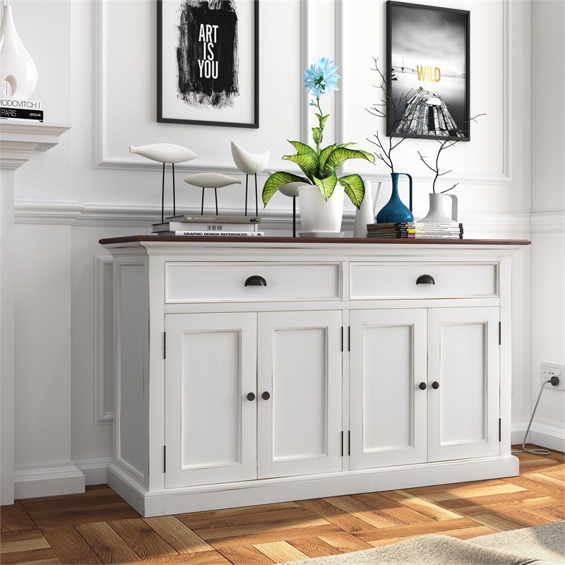 Novasolo Halifax Accent Classic Buffet In Pure White And Dark Wood