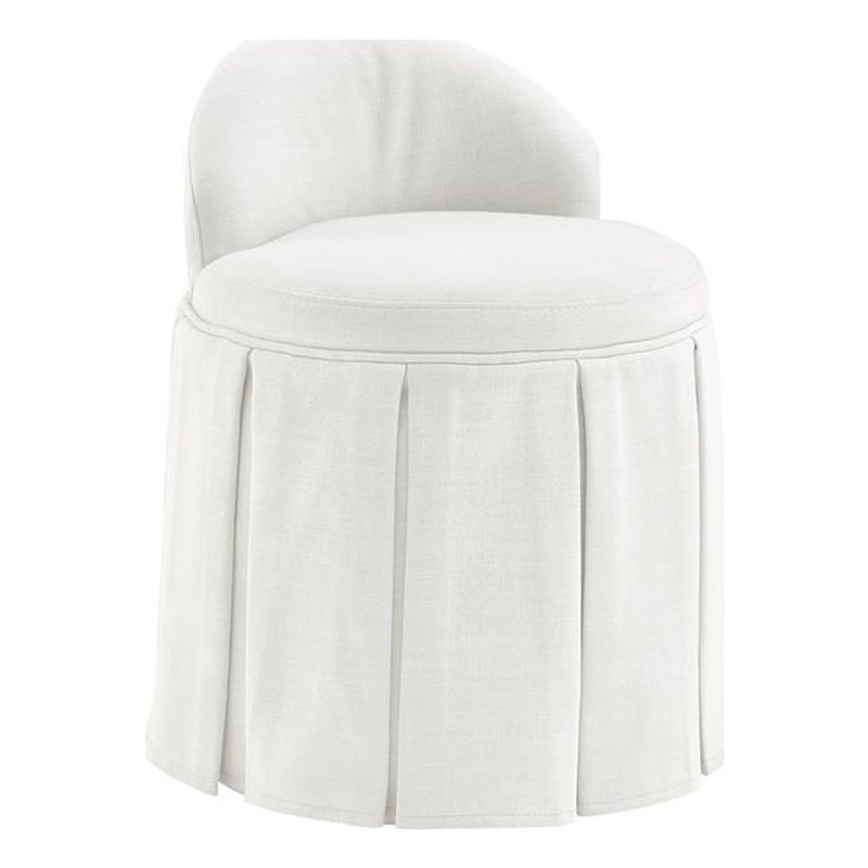 Adleigh Vanity Stool Cream White Linen 17.9L x 18.5W x 23.6H Slipcover