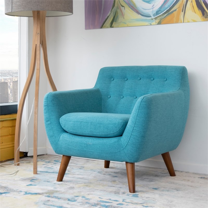 midcentury modern wesley turquoise fabric accent chair ash4751
