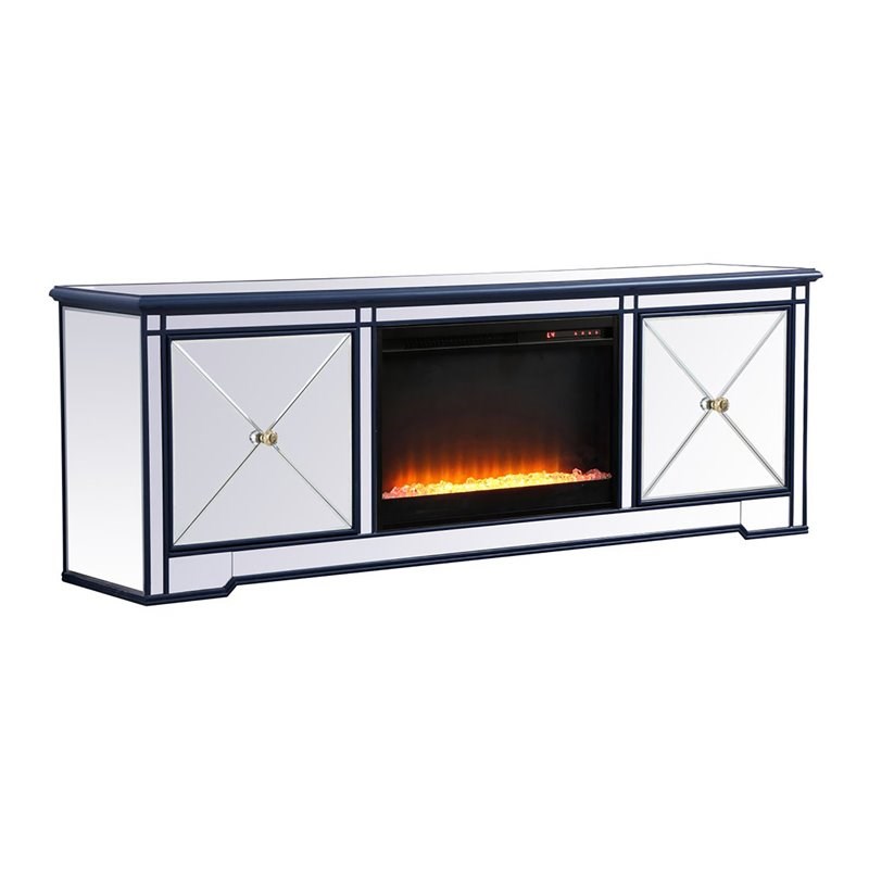 Elegant Decor Modern TV Stand for TVs up to 65" with Crystal Fireplace