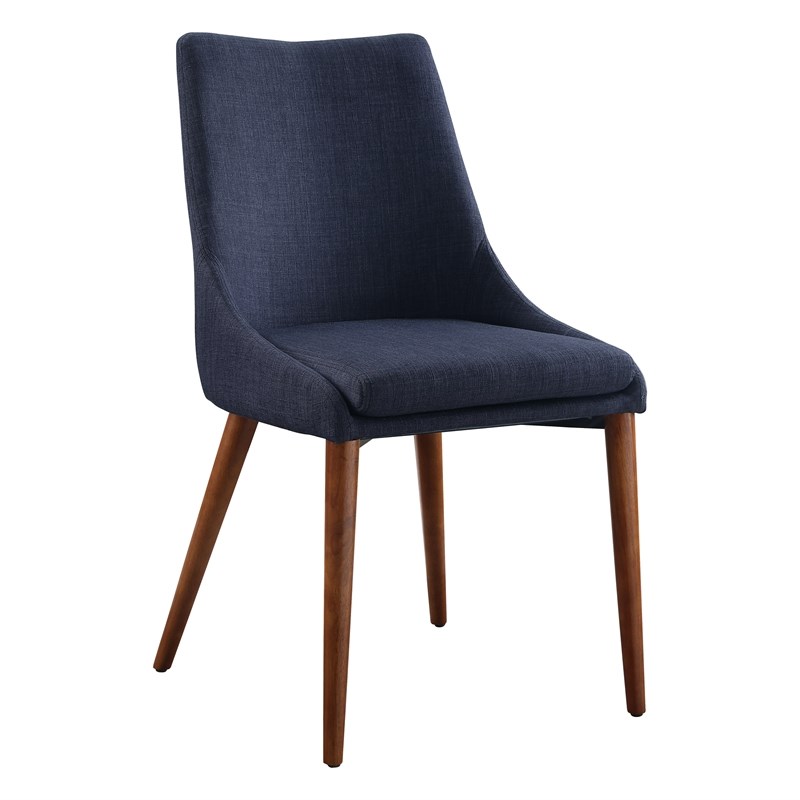 Palmer Mid-Century Modern Fabric Dining Accent Chair in Navy Blue