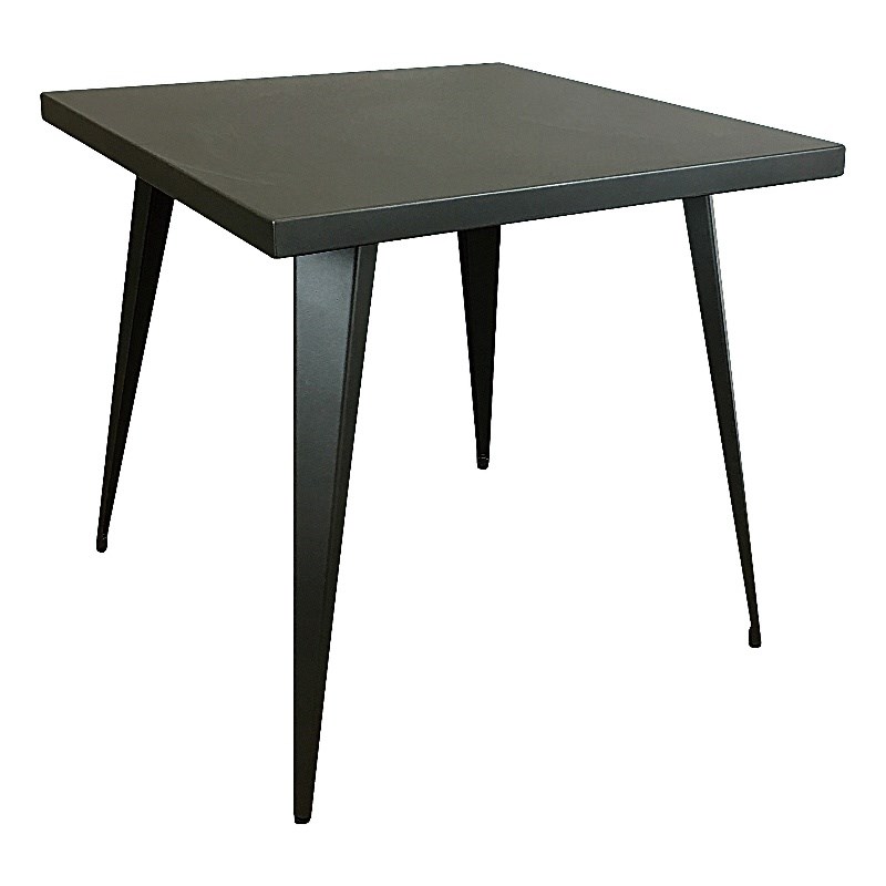 Square Metal Top Dining Table with Metal Legs in Gray Gunmetal Homesquare