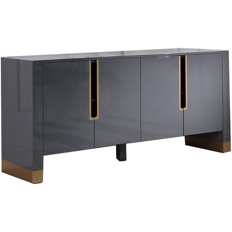 Best Master Furniture Akantha 68" Wood Sideboard with Gold Accents in Gray Homesquare