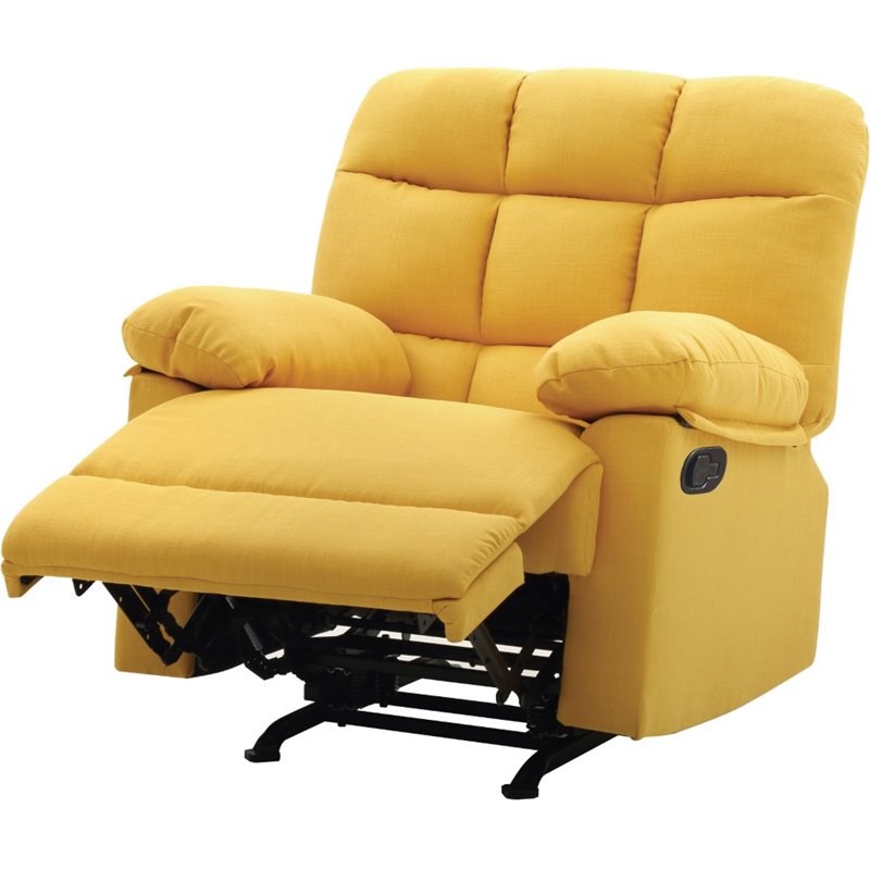 Glory Furniture Cindy Twill Fabric Rocker Recliner in Yellow Homesquare