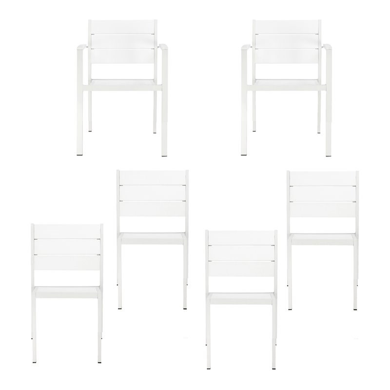 Pangea Home Breeze 35" Aluminum Dining Chairs in White (Set of 6