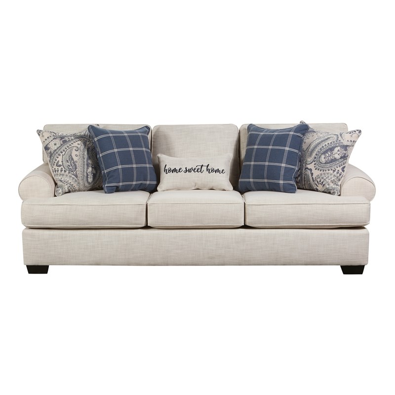 Southampton Sofa with Accent Pillows in Cream Homesquare
