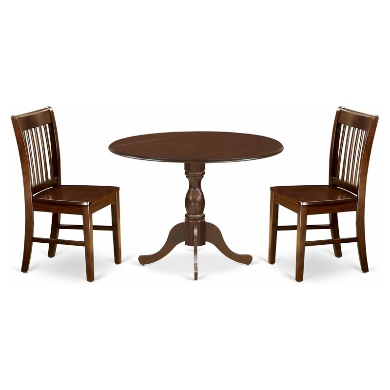 East West Furniture Dublin 3piece Wood Table and Dining Chairs in
