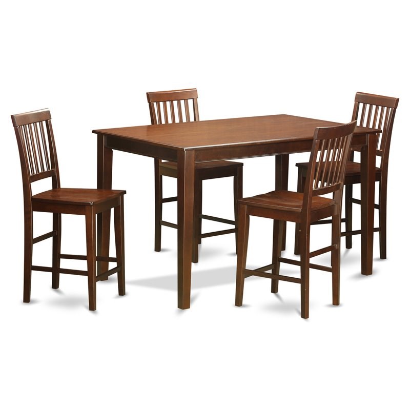 East West Furniture Dudley 5piece Table and Counter Height Chairs in Mahogany Homesquare