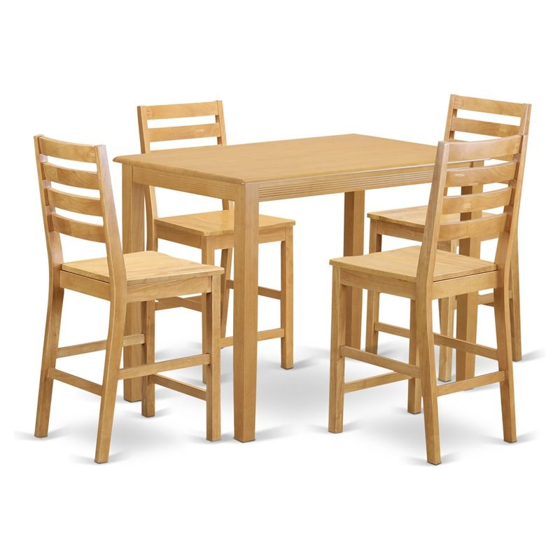 East West Furniture Yarmouth 5piece Wood Dining Table Set in Oak