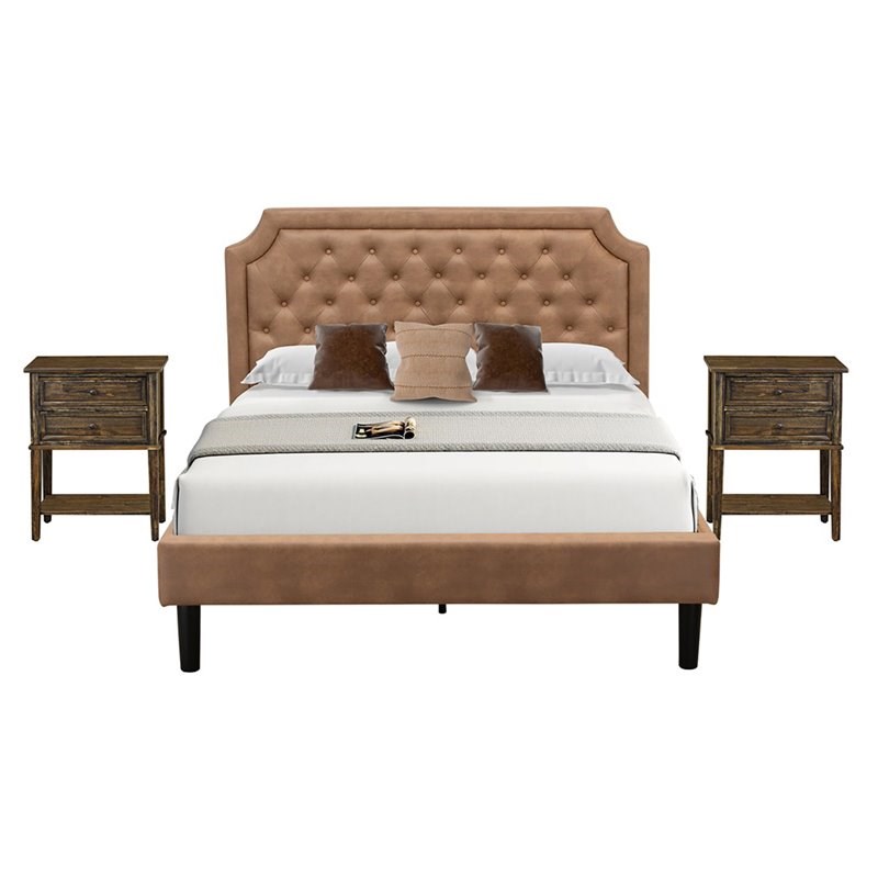 East West Furniture Granbury 3 Pieces Wooden Queen Bedroom Set in