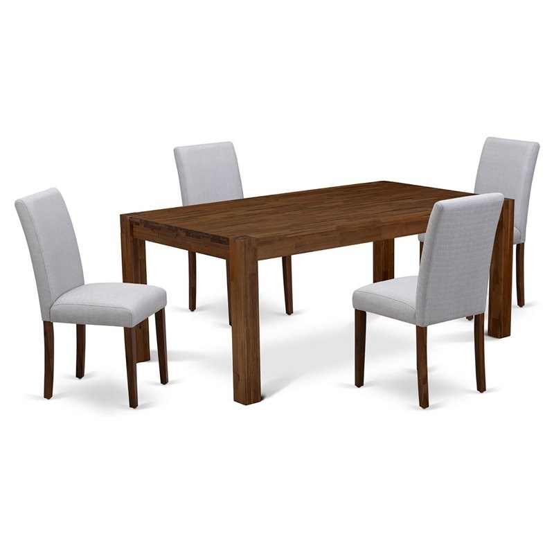 East West Furniture Lismore 5Piece Wooden Dining Set in Antique Walnut/Gray Homesquare