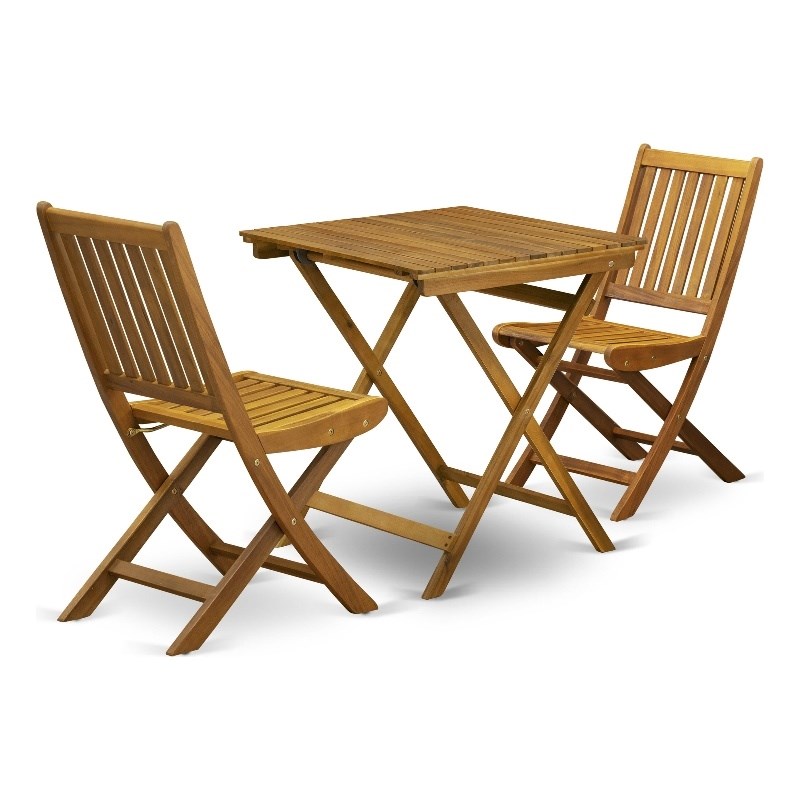 SECM3CWNA Dining Table and 2 Folding Side Chairs Natural Oil Finish