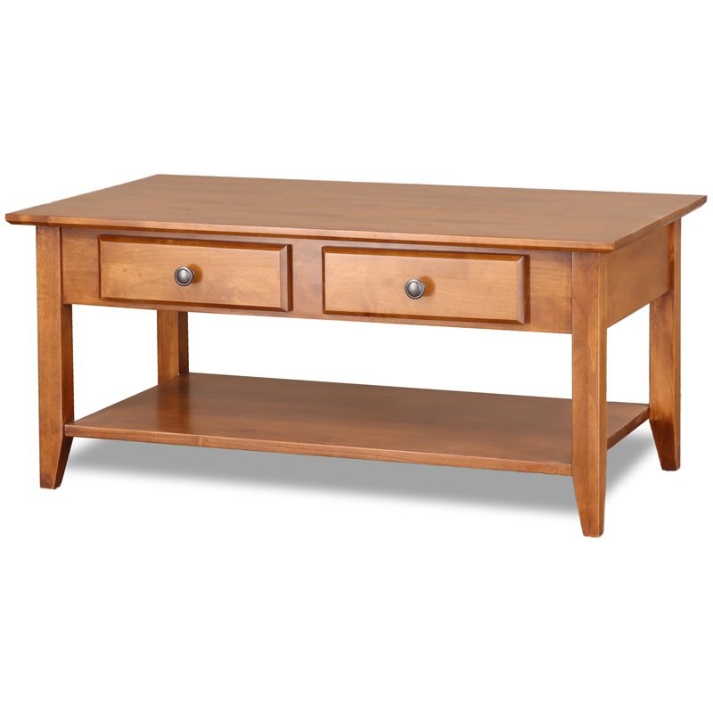 Coder Crossing Traditional Alder Wood Coffee Table with Shelf in Warm
