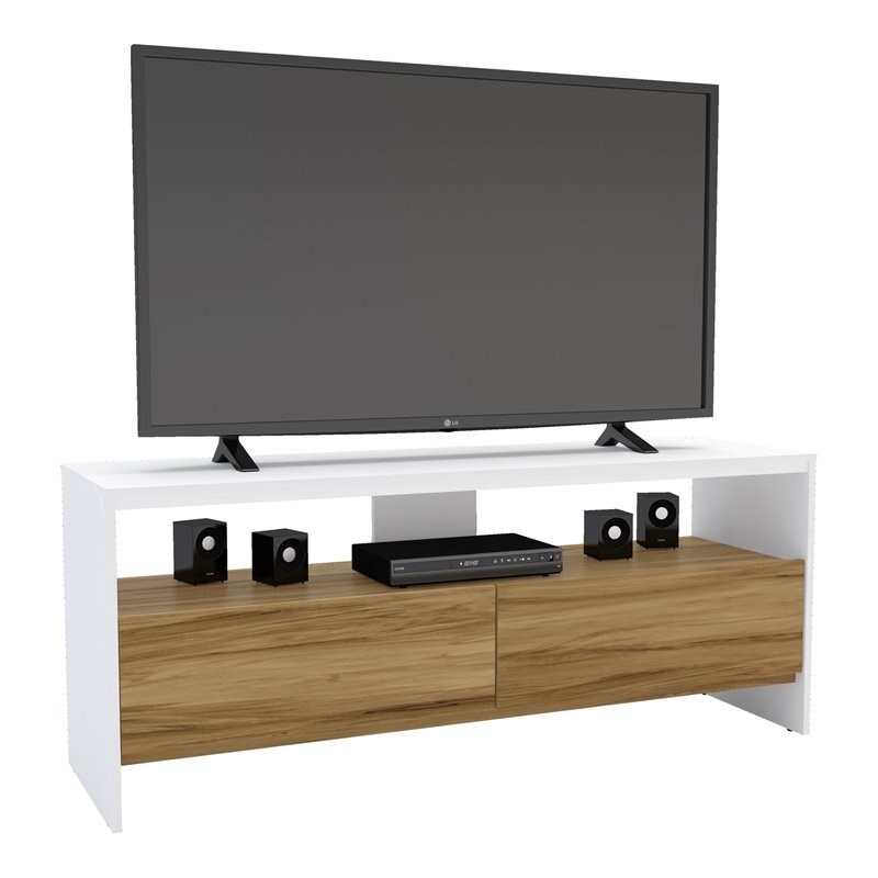 Boahaus Phoenix 1Shelf Modern Wood TV Stand for TVs up to 55" in White