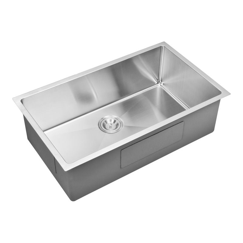 Water Creation 32" x 19" Single Bowl Metal Kitchen Sink Gray Homesquare