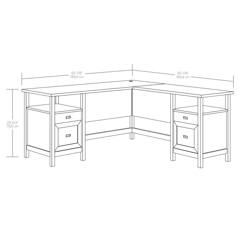 Sauder Cottage Road Engineered Wood L Shaped Desk In White Finish