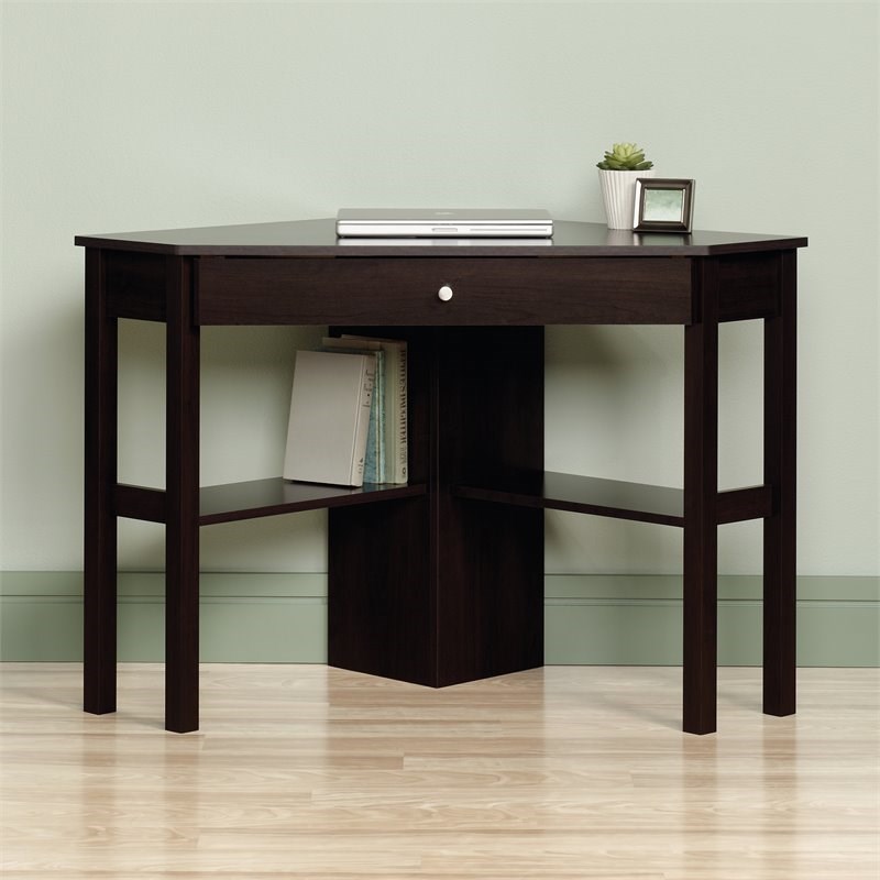 Sauder Beginnings Corner Wood Computer Desk In Cinnamon Cherry Homesquare