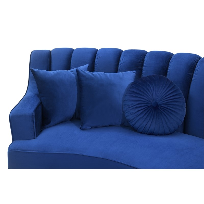 Legend Vansen 141 Curved Symmetry Modern Velvet Sectional Sofa In Blue