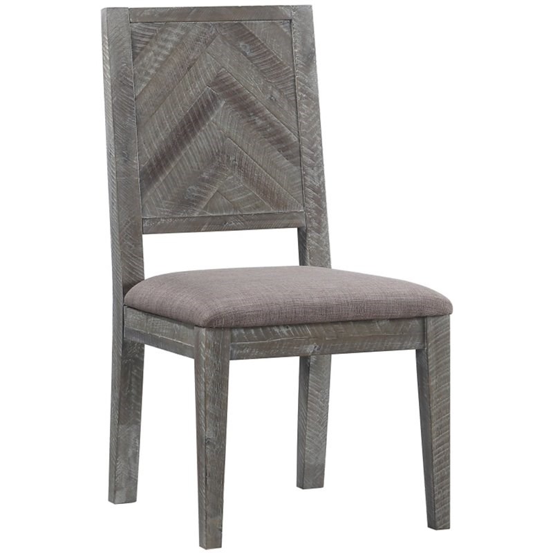 Modus Herringbone Solid Wood Dining Side Chair in Rustic Latte (Set of
