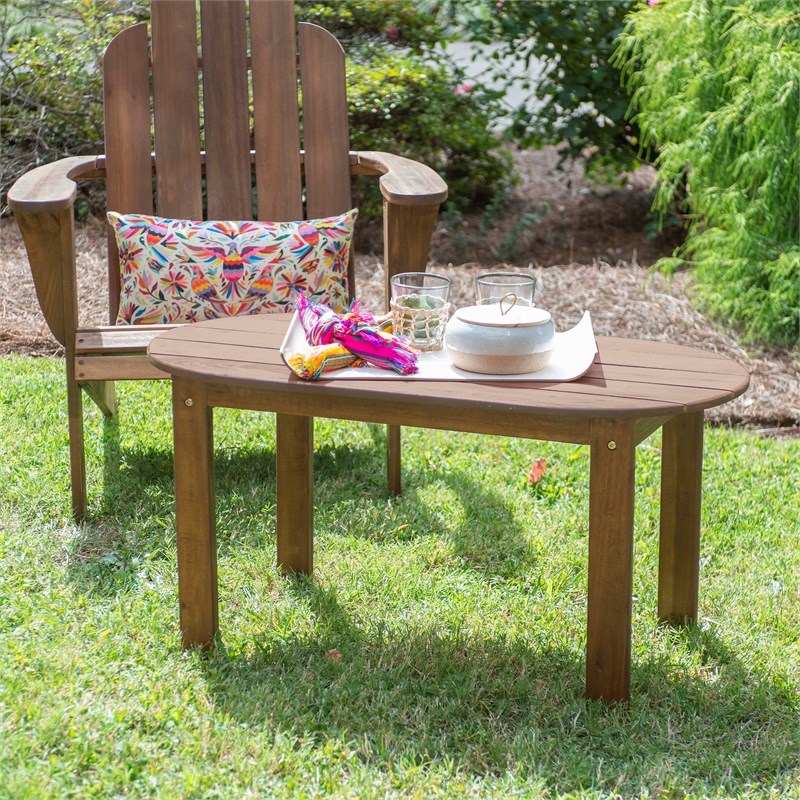 Linon Adirondack Wood Outdoor Coffee Table in Acorn Brown
