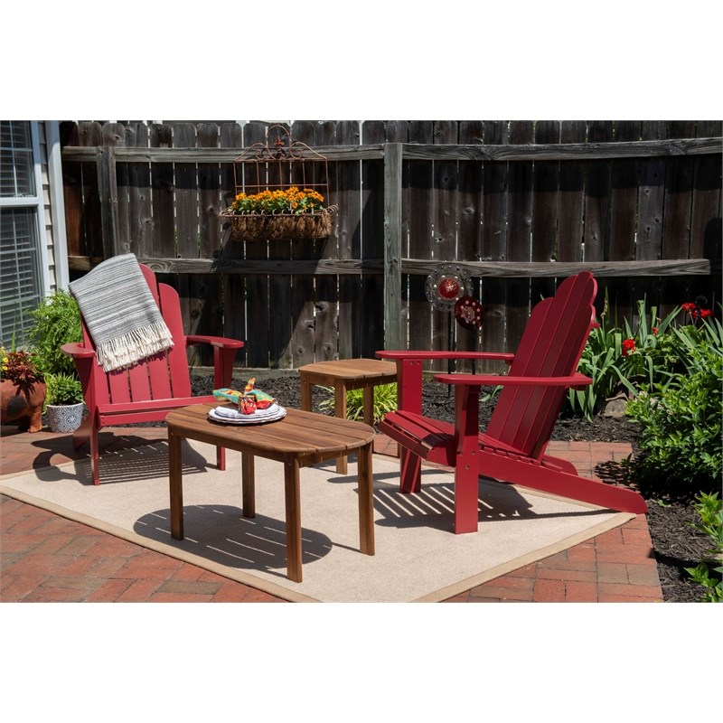 Linon Adirondack Wood Outdoor Coffee Table in Acorn Brown Homesquare