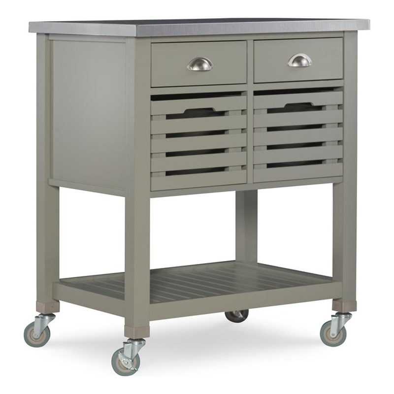 Linon Robbin Wood Kitchen Storage and Prep Cart in Gray