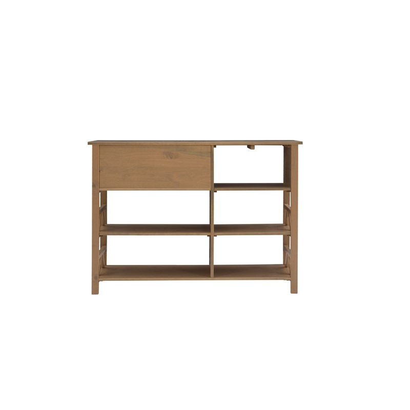 Linon Titian Tall Pine Wood Media Center in Driftwood Brown