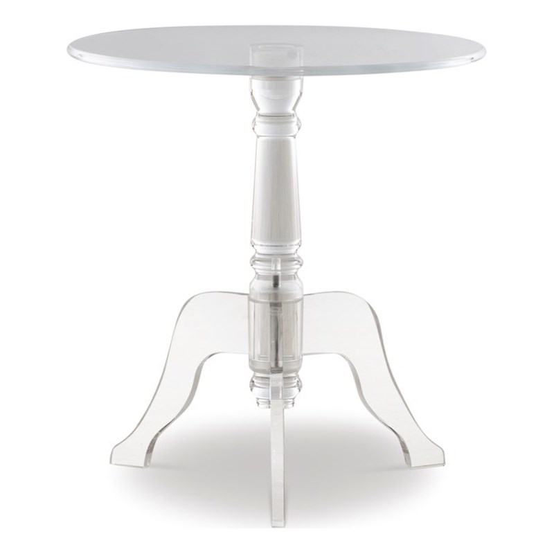 Linon Round Tabletop Pedestal Base Acrylic Accent End Table in Clear