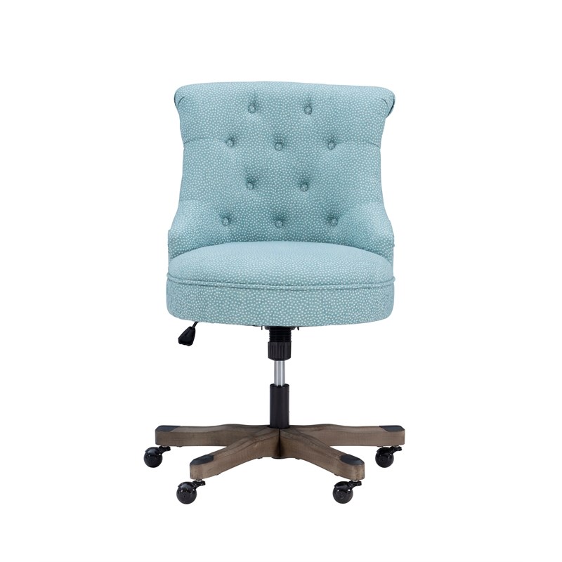 linon sinclair wood upholstered office chair in light blue - 178403ltblu01u