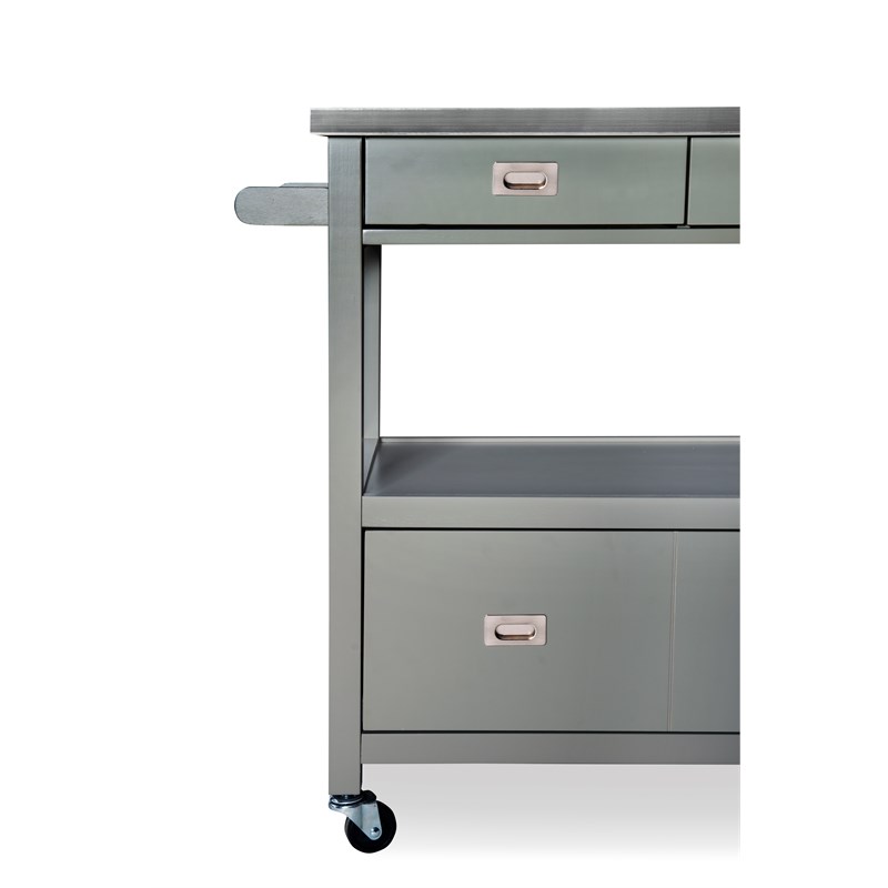 Linon Sydney Wood Kitchen Storage and Prep Cart in Gray