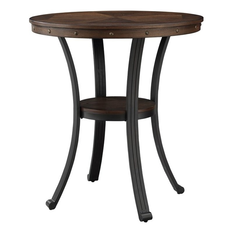 Linon Franklin Metal and Wood Pub Table in Rustic Umber Brown