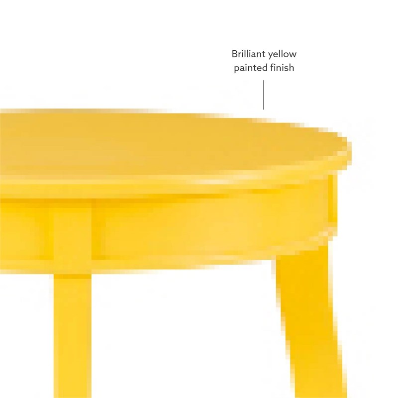 Linon Wren Round Wood End Table with Shelf in Yellow